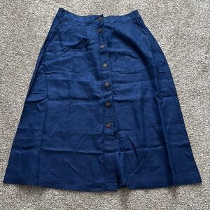 Lands' End Blue Midi A-Line Skirt